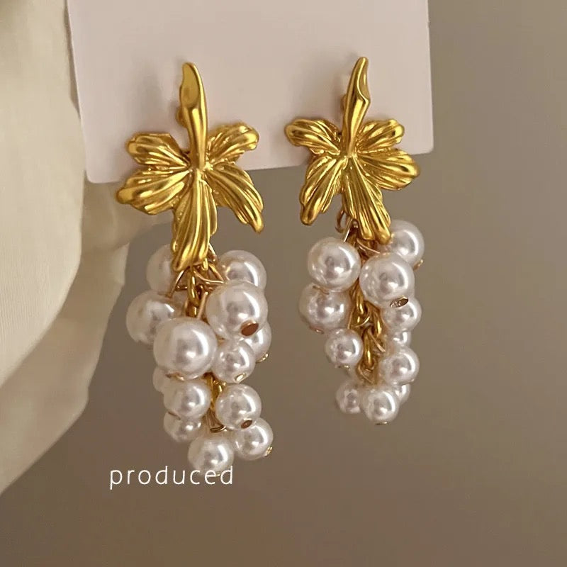 Pearl Grape Vine Earrings