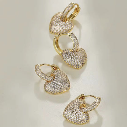 Studded Heart Bali Earrings-Gold & Silver