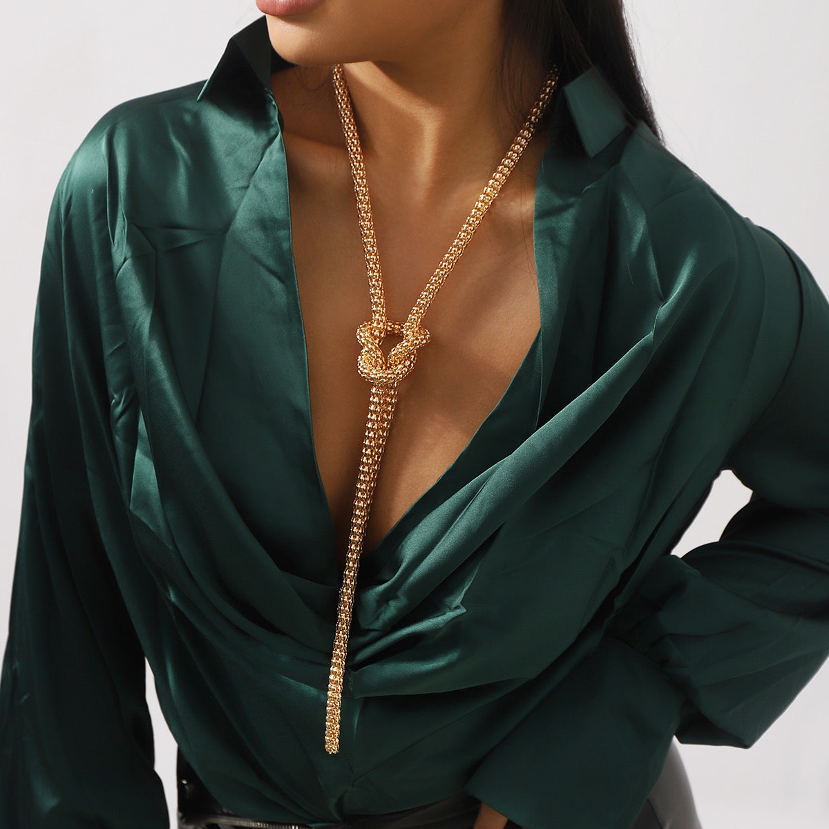 Mesh  XLong Knotted Necklace-Gold & Silver