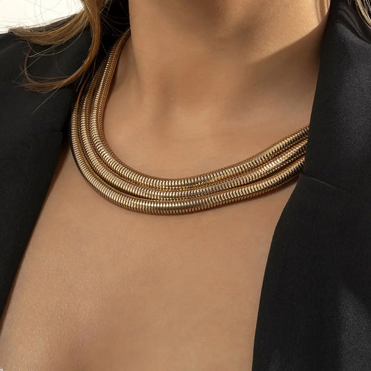 Triple Layer Gold Choker Necklace
