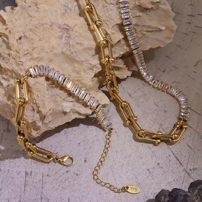 Link & Tennis Half n Half SS Bracelet