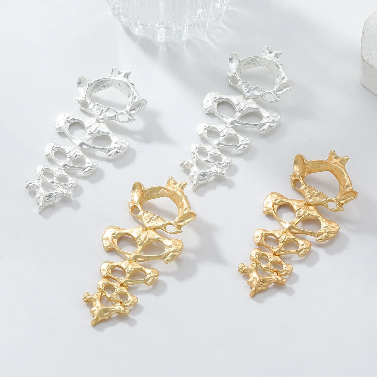 Elegant Vertebrae Earrings-Gold & Silver