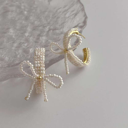 Pearl Bow Hoops