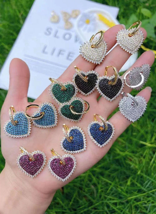 Heart Studded Bali Earrings