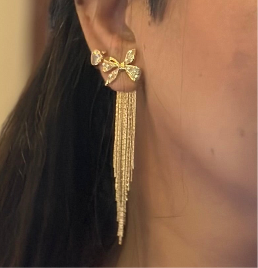 Bow F&B Dangler Earrings-Gold