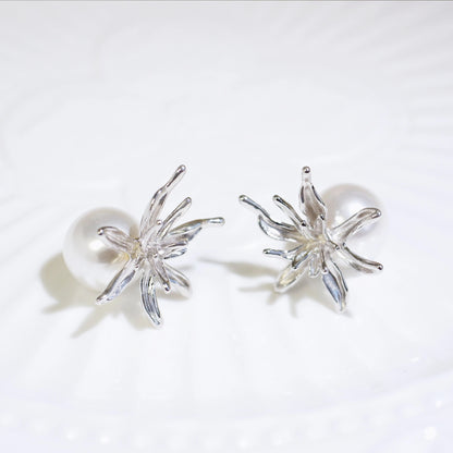 Wild Lily Pearl Sandwich  Earrings