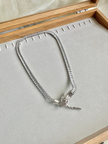 Serpant Baguette Necklace-Silver