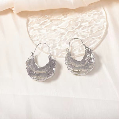 Hammered Hollow Hoop Earrings-Gold & Silver