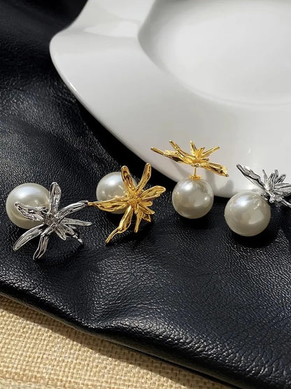 Wild Lily Pearl Sandwich  Earrings