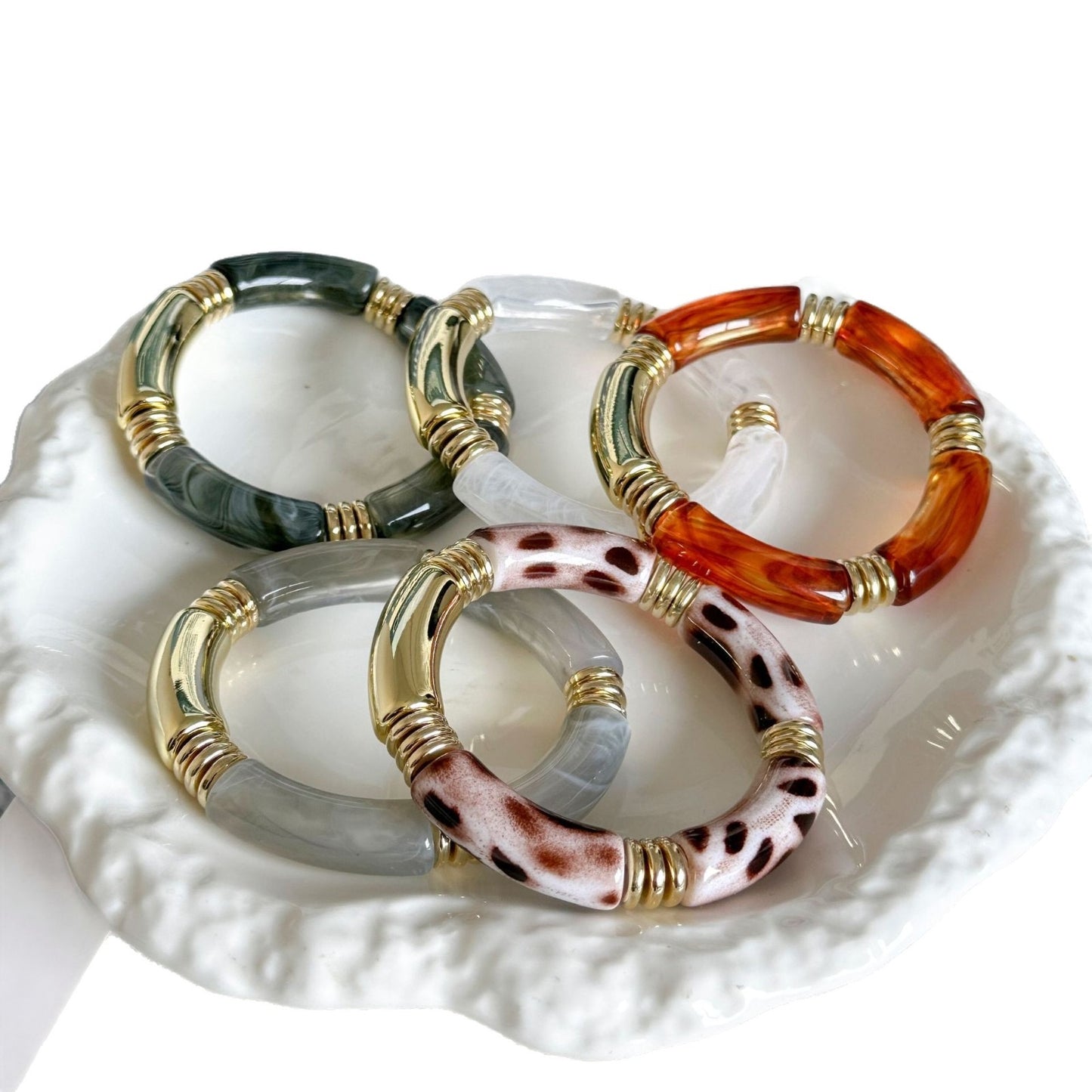 Sand & Pearl Elastic Bangles-3 Options
