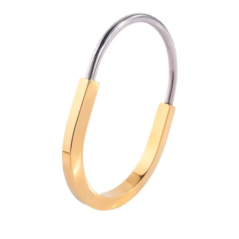 Solid Silver Gold Unisex Oval Kada