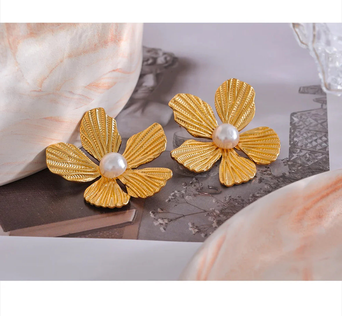 Sunflower Pearl Earrings