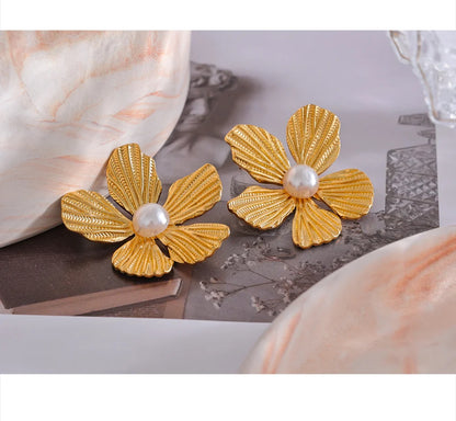 Sunflower Pearl Earrings