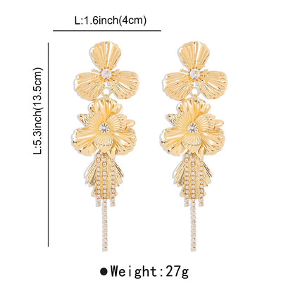 Massive Gold Floral Statement Earrings