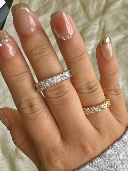 Triangular Eternity Ring-Gold & Silver