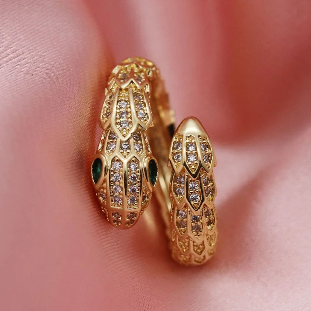Chunky Snake Studded Ring-Gold