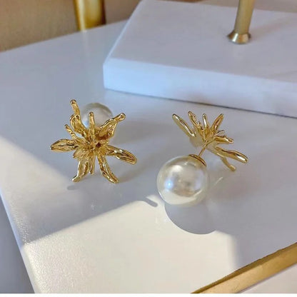 Wild Lily Pearl Sandwich  Earrings