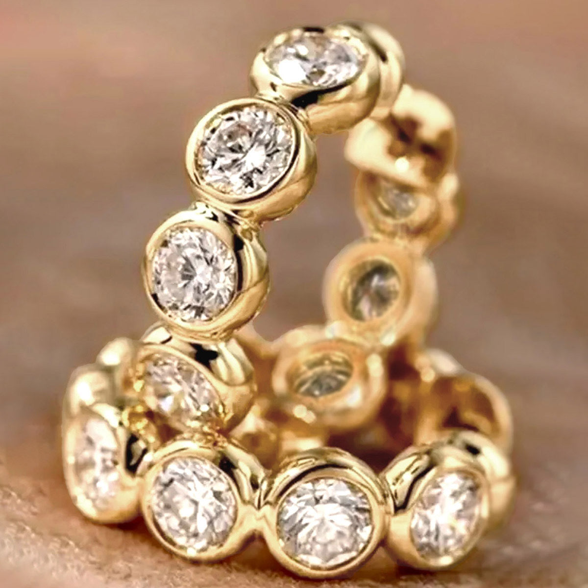 Dot Diamond Hoop Earrings-Gold