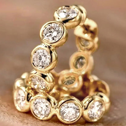 Dot Diamond Hoop Earrings-Gold
