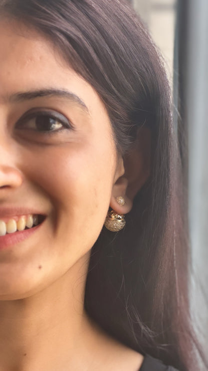 Studded Sandwich Earrings-Gold and Silver