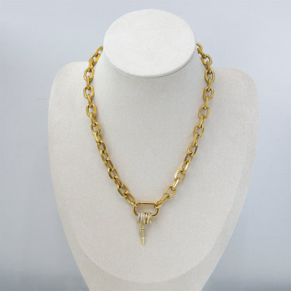 Carabiner Spike Necklace-Gold