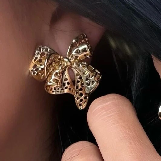 Mesh Bow Stud Earrings