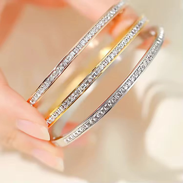 Flat Tennis Openable Kada SS Bracelet- Gold