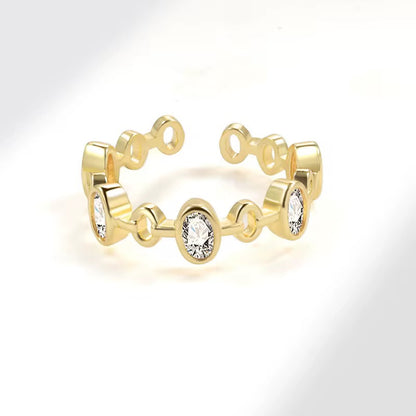 Oval Studded Ring-Silver and Gold