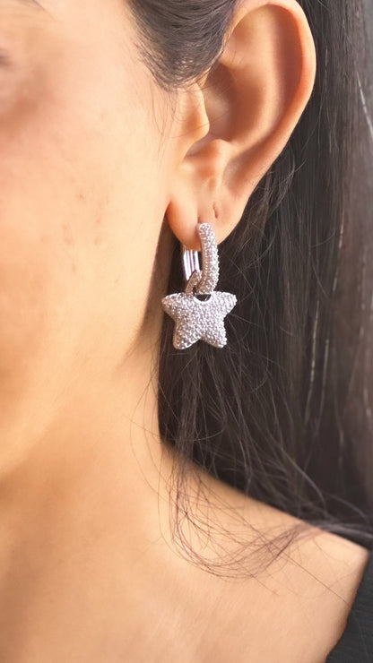 Bling Star 2in 1 Earrings-Gold