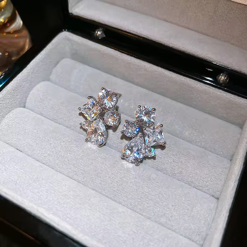 5 Solitaire Stud Earrings- Silver