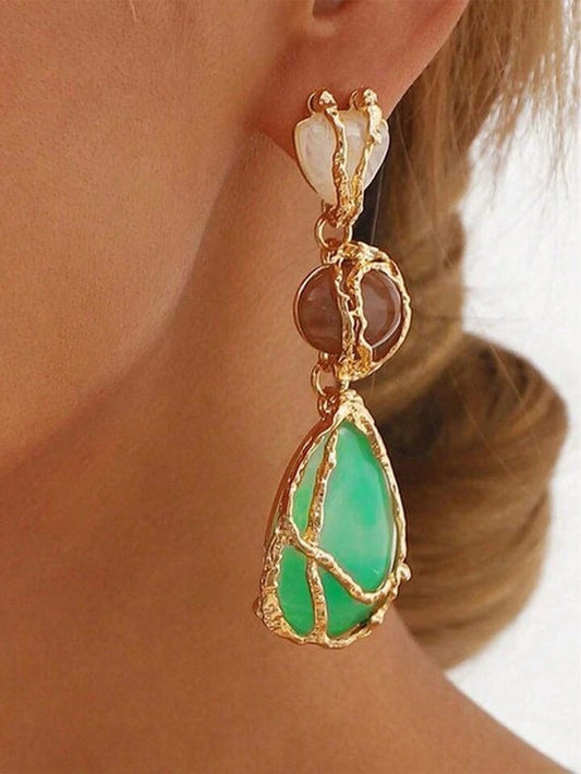 Pastel Stone Dangling Earrings