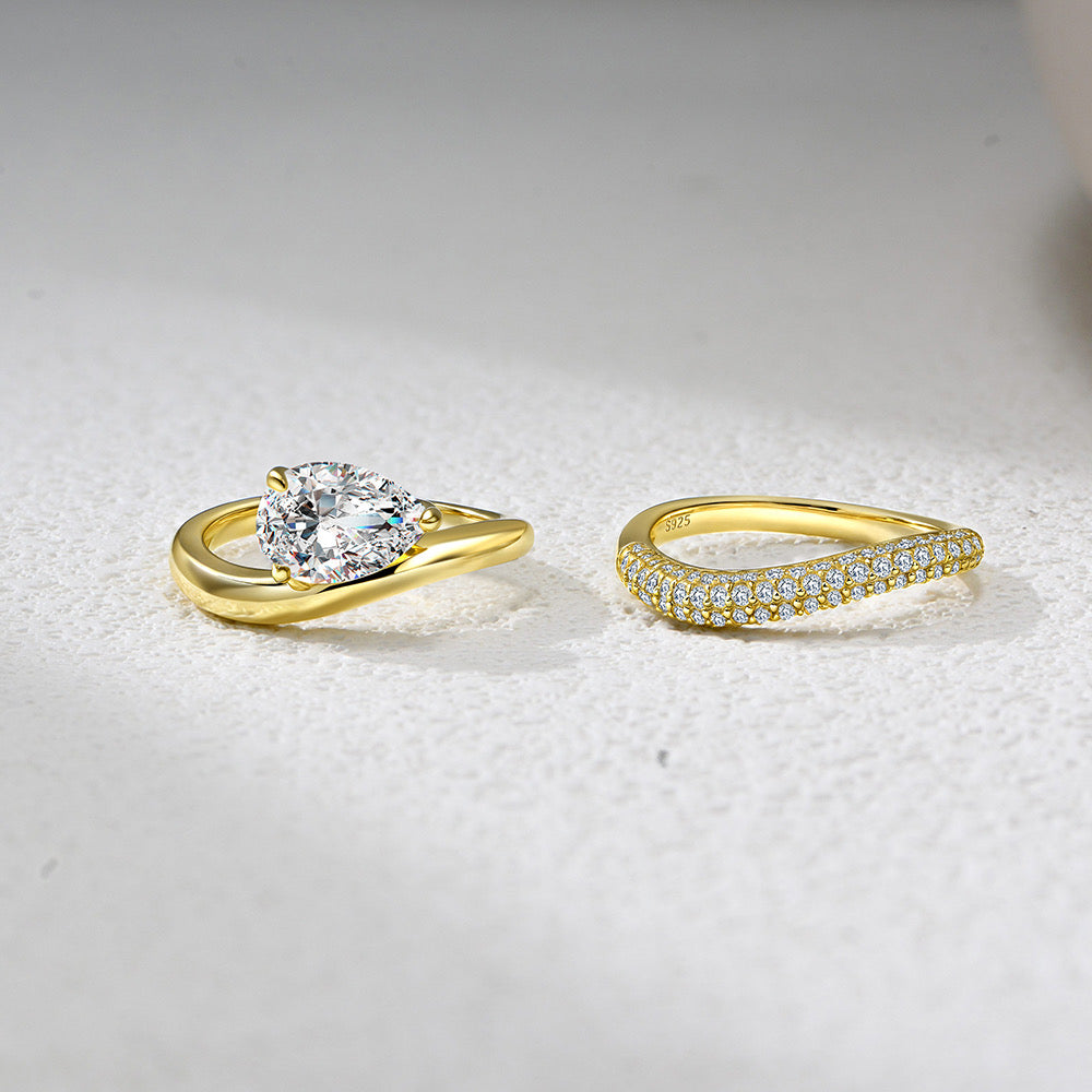 Classic Wave Stacked Diamond Bands-3 Variants