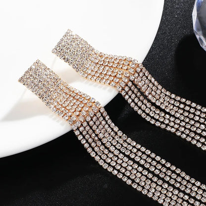 Studded Long Danglers-Silver & Gold