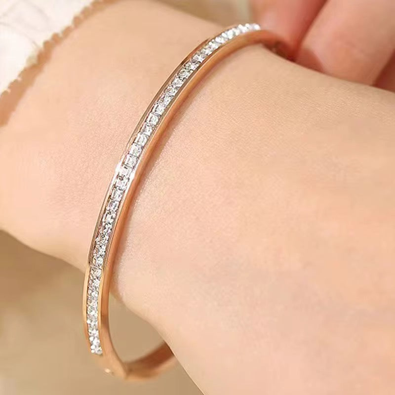 Flat Tennis Openable Kada SS Bracelet- Gold