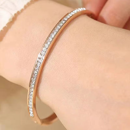 Flat Tennis Openable Kada SS Bracelet- Gold