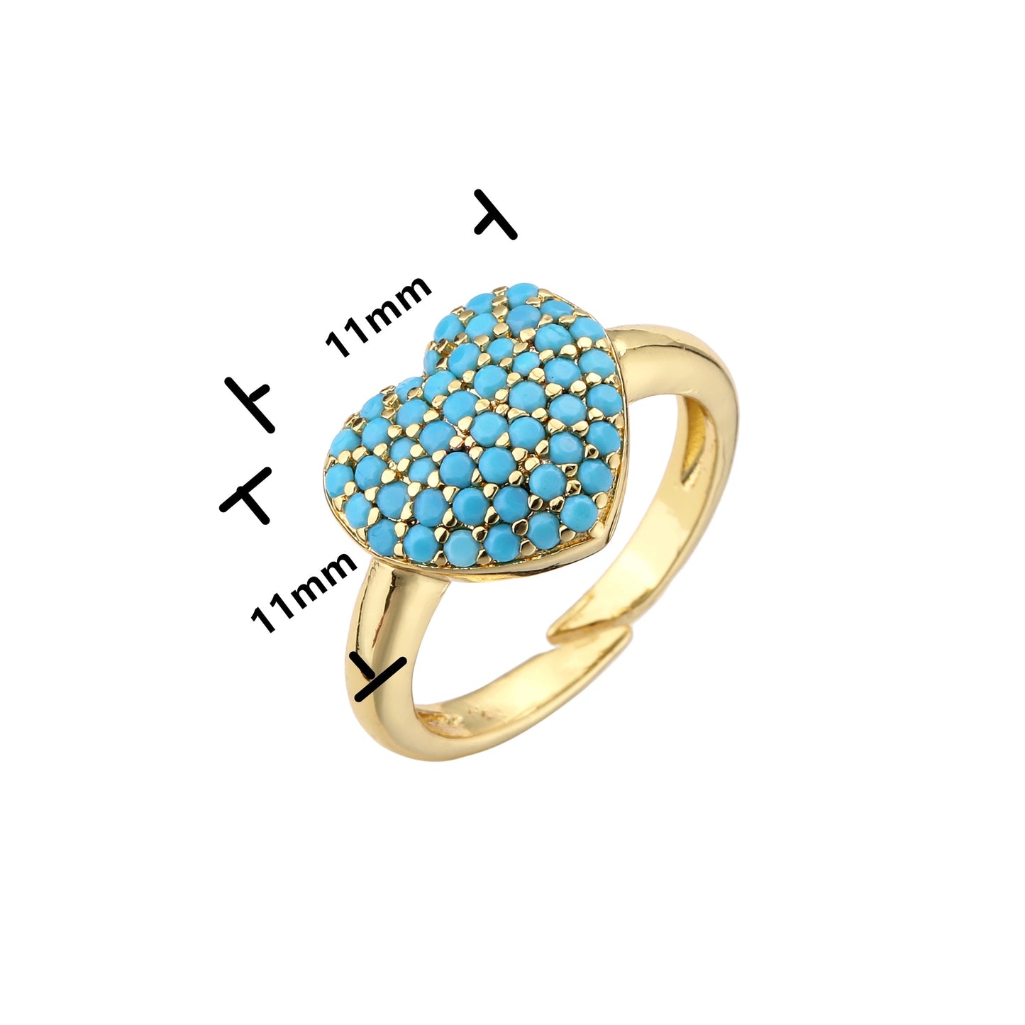 Heart Studded Ring - 5 colors