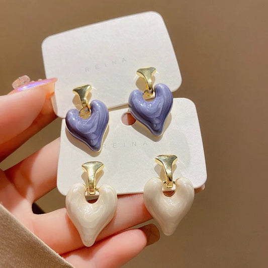 Enamel Heart Bali Earrings