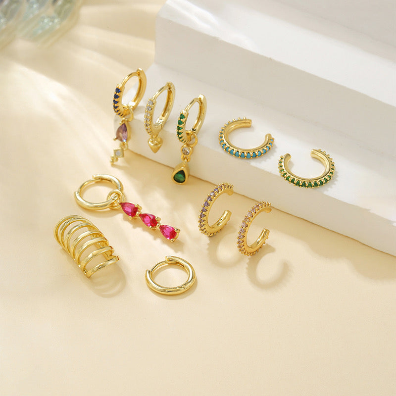 Luxe Rainbow Cuff & Earrings Set-Gold ()