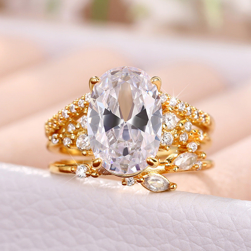Soft Sparkle Solitaire Trio Ring 3 Pc Set