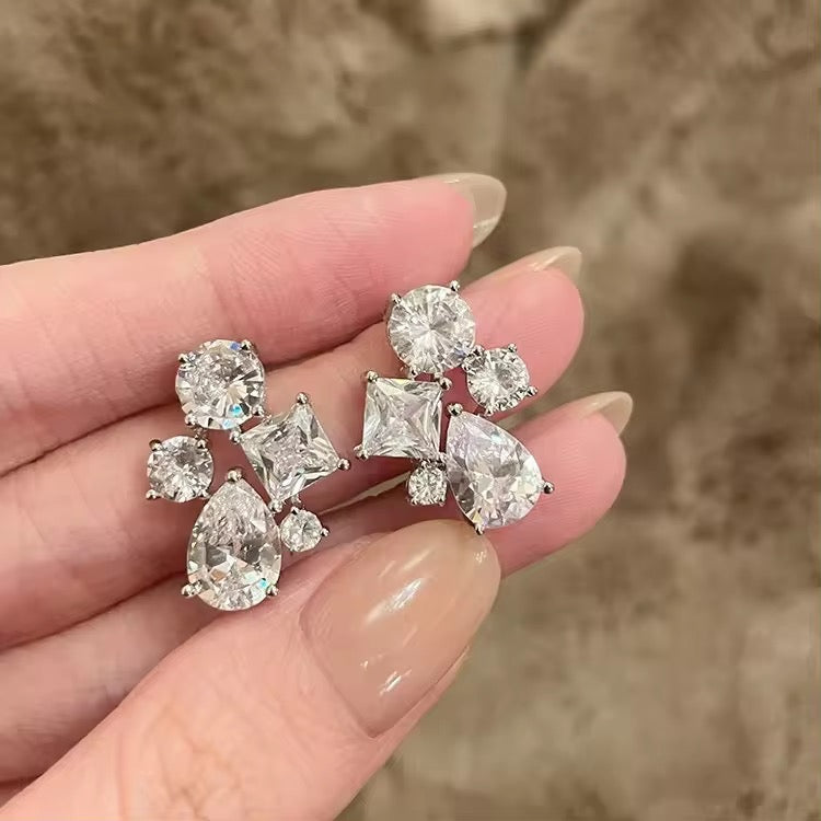 5 Solitaire Stud Earrings- Silver
