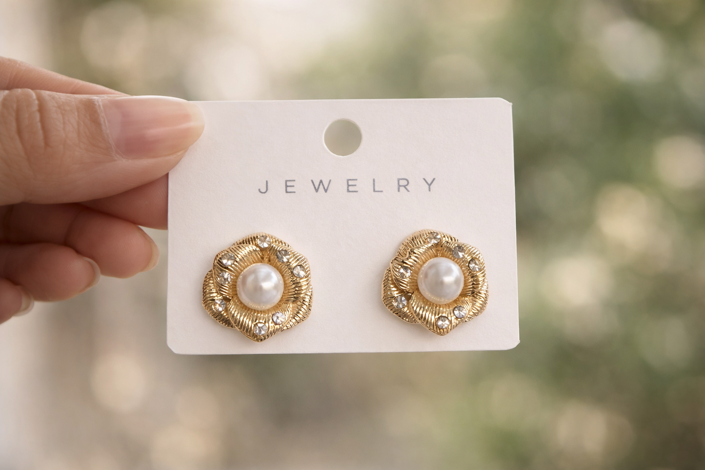 Floral Pearl Studs- Gold