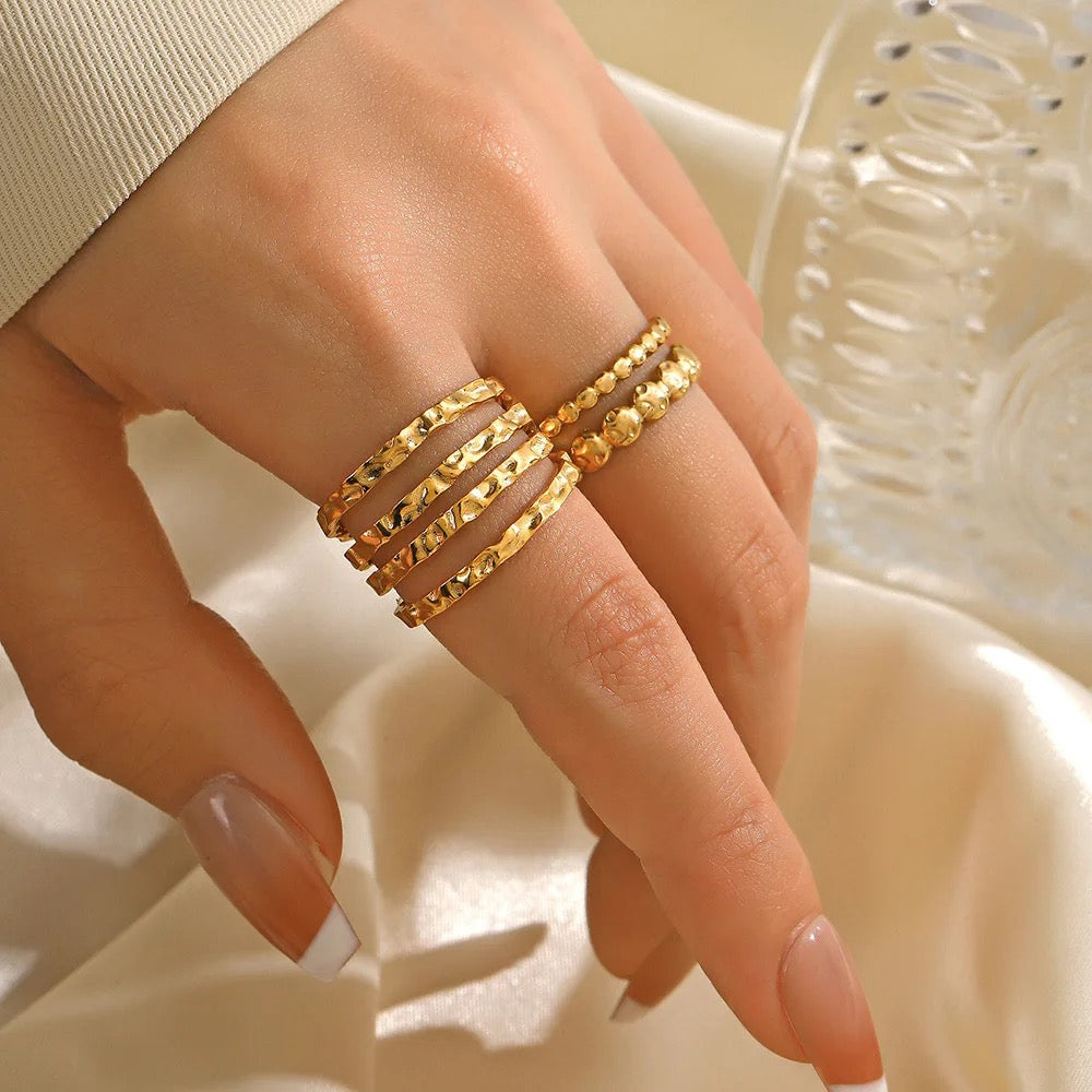 Matte Stacked Ring-Gold