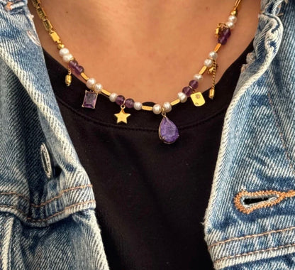 Stone Fresh Water Pearl Executive Necklace-Blue