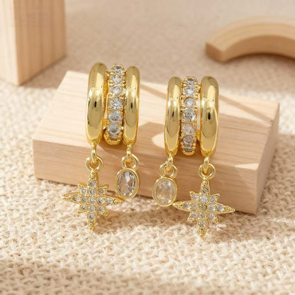 Celestial Star Drop Tiny Hoop Studs