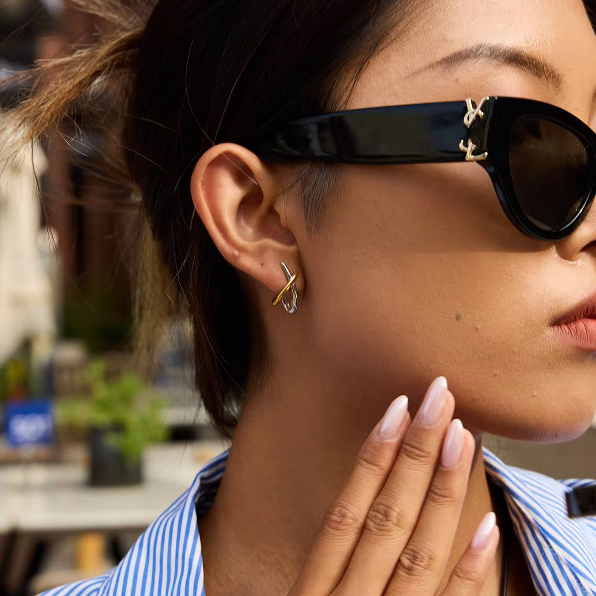 Two Toned Dainty X Studs