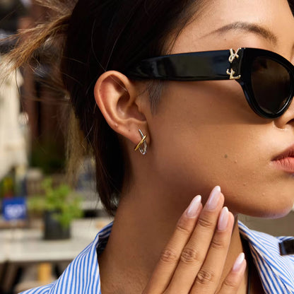 Two Toned Dainty X Studs