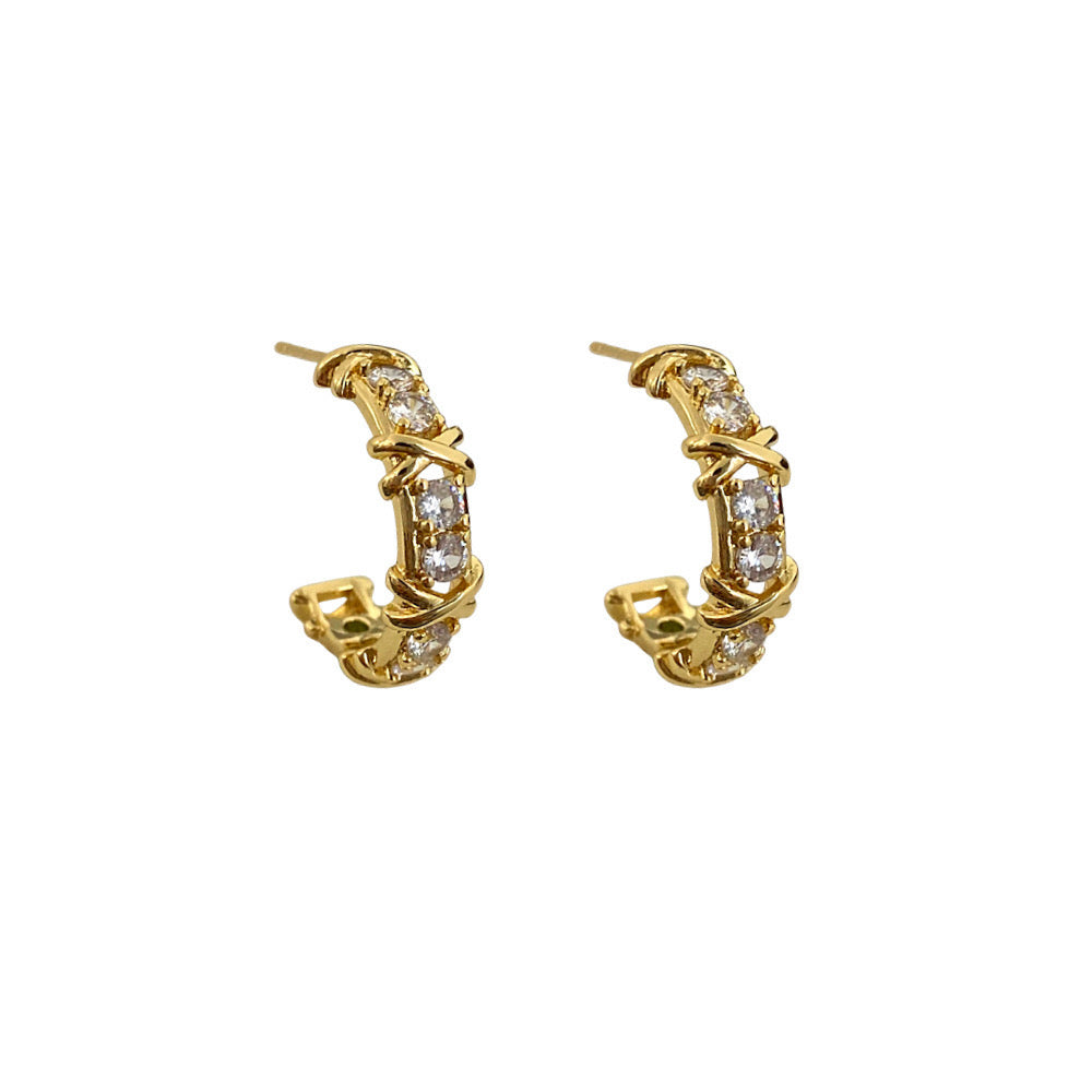 Signature X Hoop Earrings-Gold