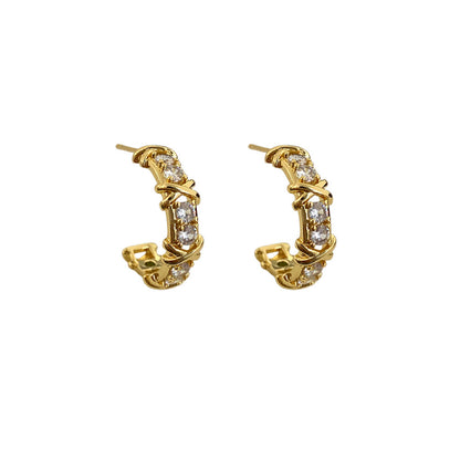 Signature X Hoop Earrings-Gold