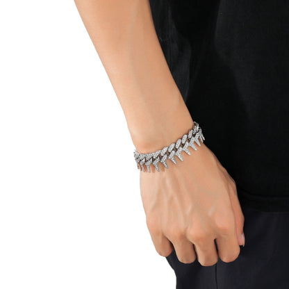 Iced Out Silver Unisex Bracelets-3 Types