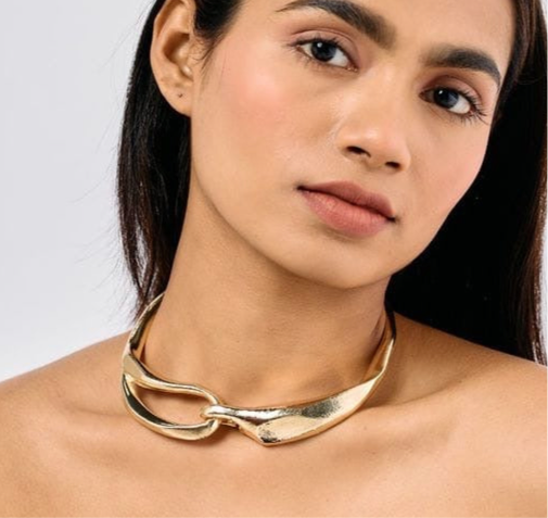 Gold Interlocking Statement Necklace